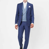 The Gregson - 3 Piece Italian Blue Suit | Pale Blue Double Breasted Waistcoat