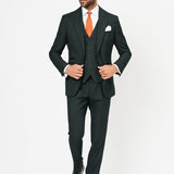 The Wheeler - 3 Piece Dark Green Slim Fit Suit | Dark Green Waistcoat