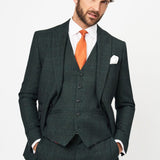 The Wheeler - 3 Piece Dark Green Slim Fit Suit | Dark Green Waistcoat