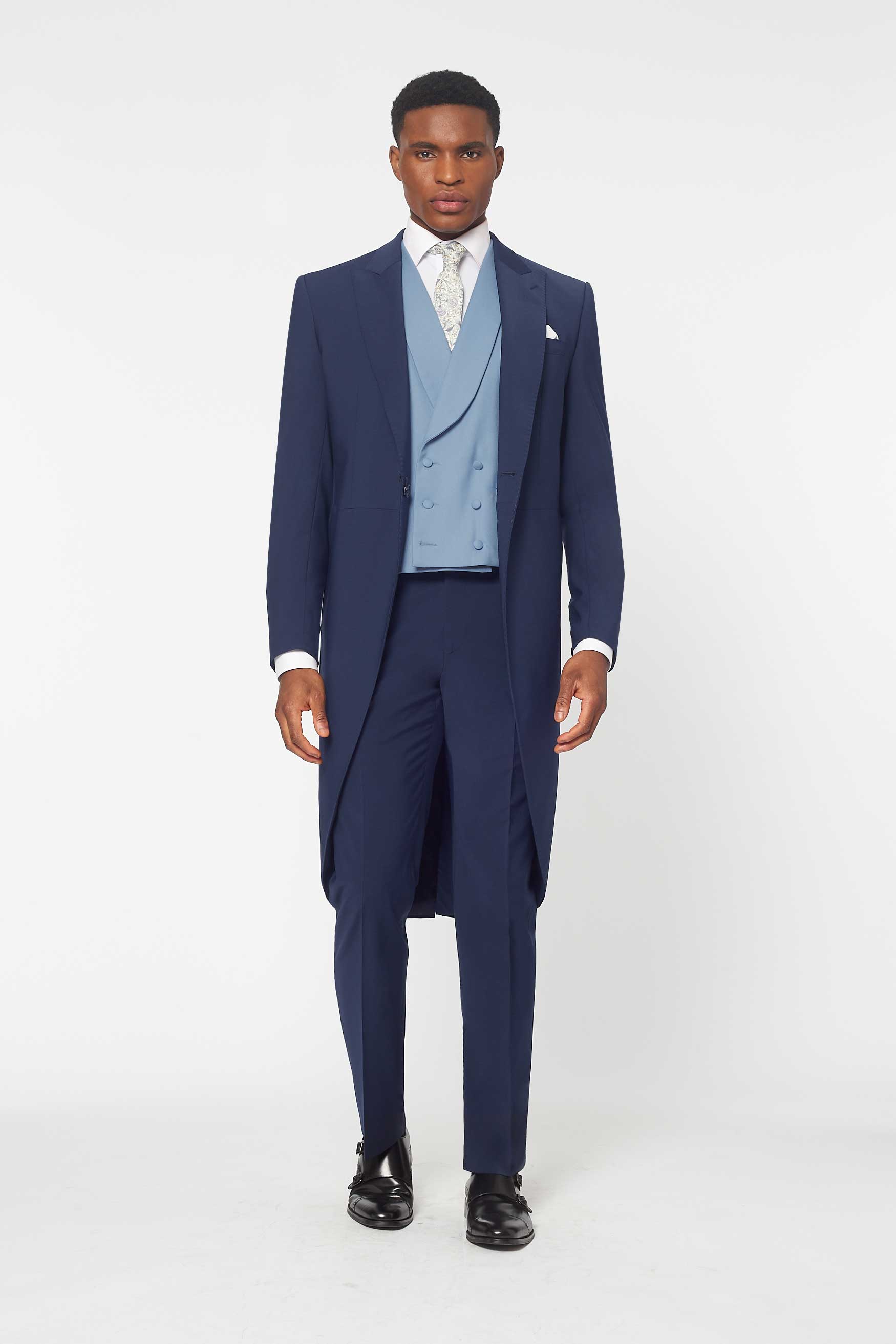 Piece Blue Morning Suit For Hire with Pale Blue Double Breasted