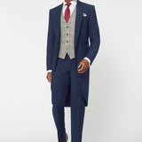 The Keadell - 3 Piece Blue Morning Suit | Grey Tweed Waistcoat