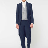 The Keadell - 3 Piece Blue Morning Suit | Dove Grey Double Breasted Waistcoat