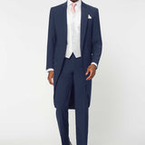 The Keadell - 3 Piece Blue Morning Suit | Silver Dot Waistcoat