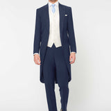 The Keadell - 3 Piece Blue Morning Suit | Ivory Dot Waistcoat