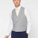 The Simkins - 3 Piece Blue Slim Fit Suit | Dove Grey Double Breasted Waistcoat