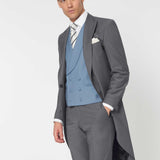 The Keadell - 3 Piece Grey Morning Suit | Pale Blue Double Breasted Waistcoat