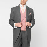 The Bidwell - 3 Piece Mid Grey Morning Suit | Pale Pink Double Breasted Waistcoat