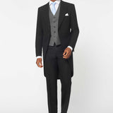 The Bidwell - 3 Piece Black Morning Suit | Mid Grey Waistcoat