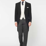 The Bidwell - 3 Piece Black Morning Suit | Ivory Dot Waistcoat