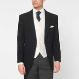 The Bidwell - 3 Piece Black Morning Suit | Ivory Dot Waistcoat