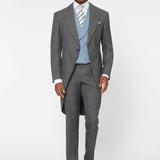 The Bidwell - 3 Piece Mid Grey Morning Suit | Pale Blue Double Breasted Waistcoat