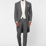 The Bidwell - 3 Piece Mid Grey Morning Suit | Ivory Dot Waistcoat