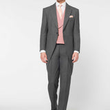 The Bidwell - 3 Piece Mid Grey Morning Suit | Pale Pink Double Breasted Waistcoat