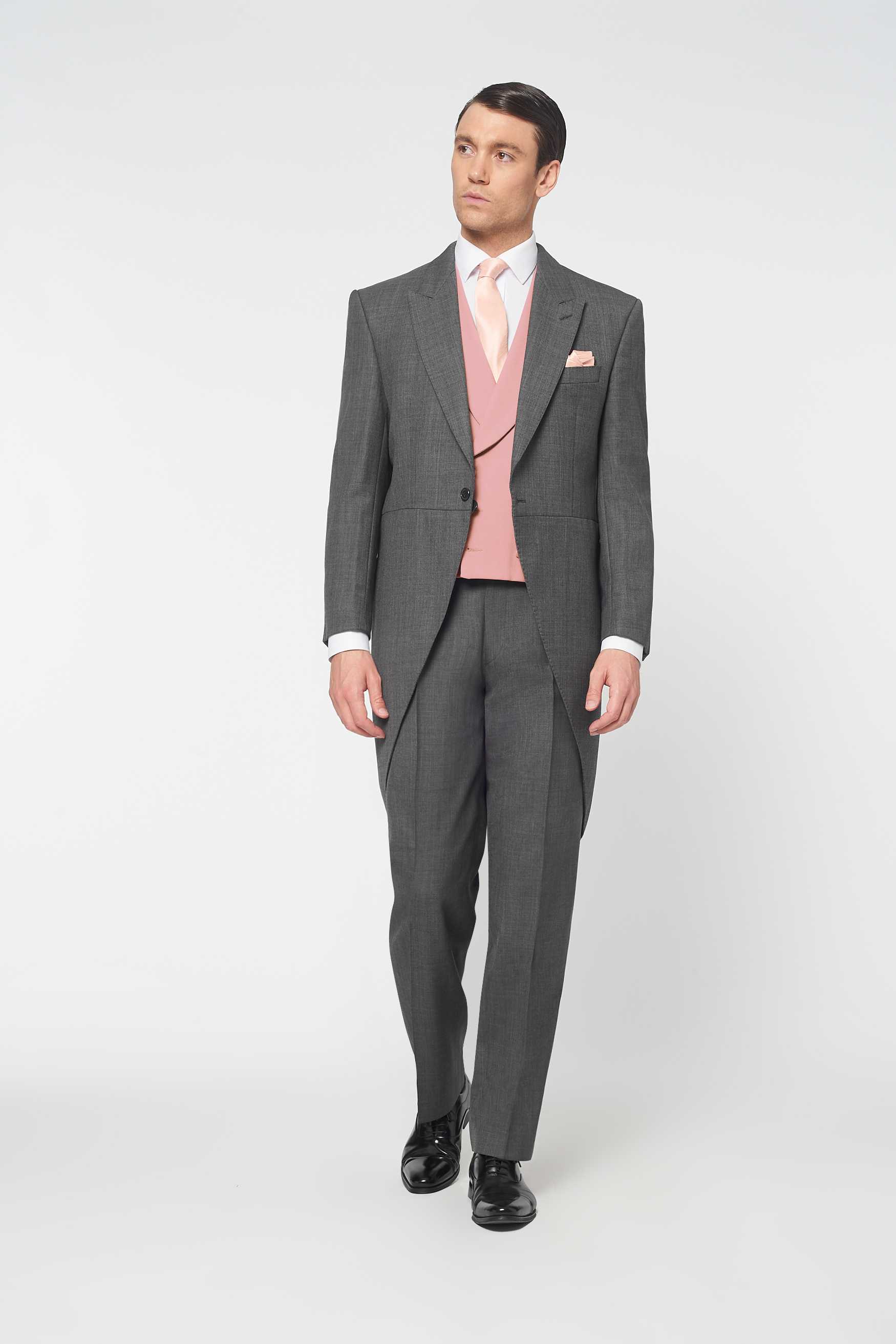 Pink Tie Grey Blazer Pink Shirt Piece Mid Grey Tailcoat With Pale