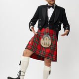 The Keville Navy Tweed Jacket & Waist Coat with Royal Stewart Kilt