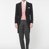 The Bidwell - 3 Piece Black Morning Suit | Pale Pink Double Breasted Waistcoat