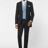 The Darnton - 3 Piece Black Suit | Pale Blue Double Breasted Waistcoat