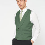 The Simkins - 3 Piece Black Slim Fit Suit | Deep Green Double Breasted Waistcoat