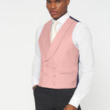 The Simkins - 3 Piece Black Slim Fit Suit | Pale Pink Double Breasted Waistcoat