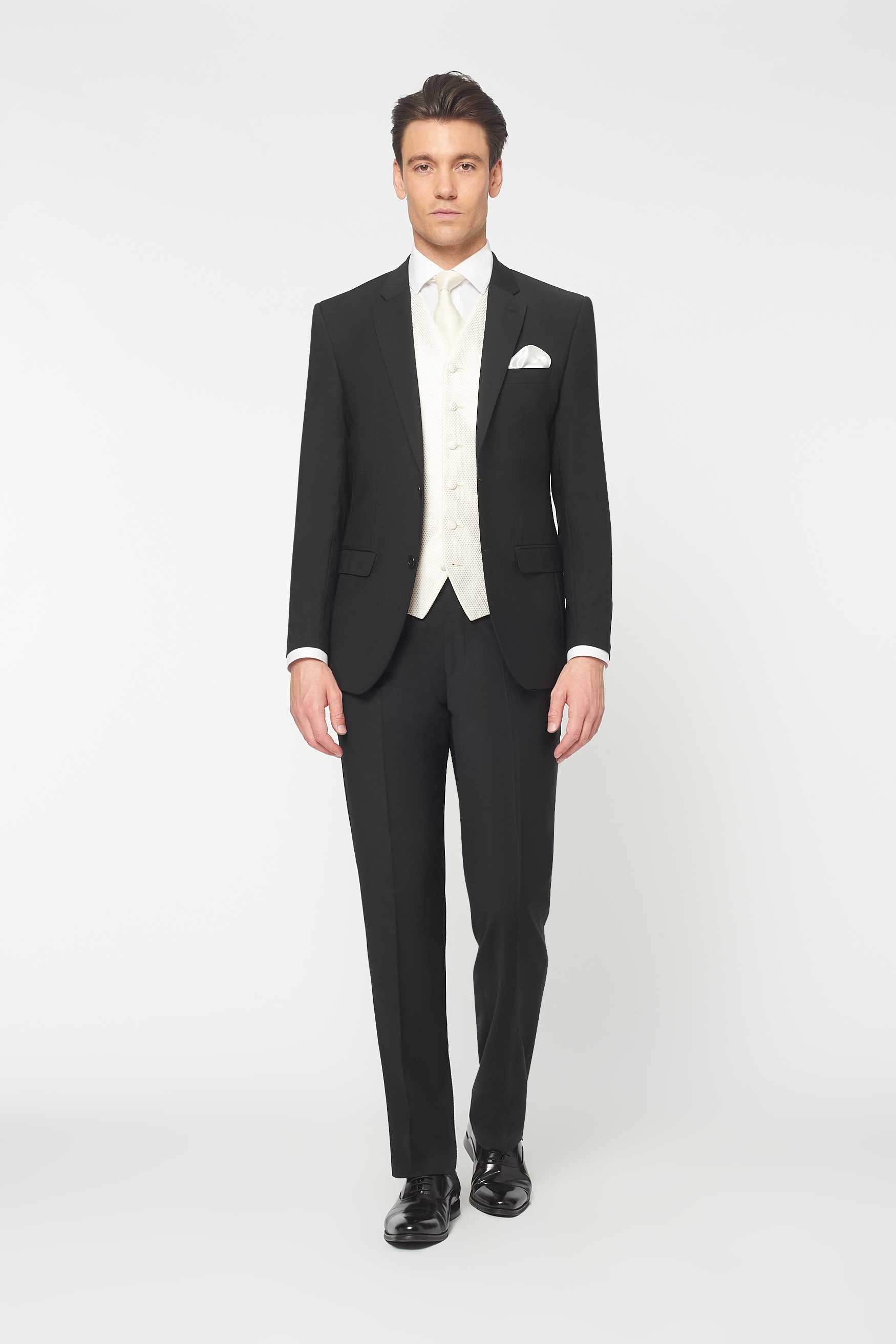 Black Suit With Tuxedo Waist Coat Piece Black Slim Fit Suit For