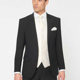 The Simkins - 3 Piece Black Slim Fit Suit | Ivory Dot Waistcoat