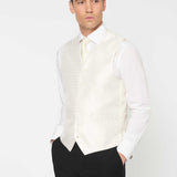 The Simkins - 3 Piece Black Slim Fit Suit | Ivory Dot Waistcoat