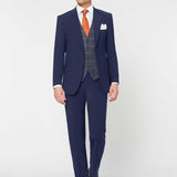 The Simkins - 3 Piece Blue Slim Fit Suit | Blue Tweed Waistcoat