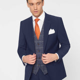 The Simkins - 3 Piece Blue Slim Fit Suit | Blue Tweed Waistcoat