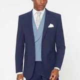 The Simkins - 3 Piece Blue Slim Fit Suit | Pale Blue Double Breasted Waistcoat