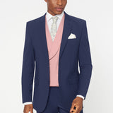 The Simkins - 3 Piece Blue Slim Fit Suit | Pale Pink Double Breasted Waistcoat