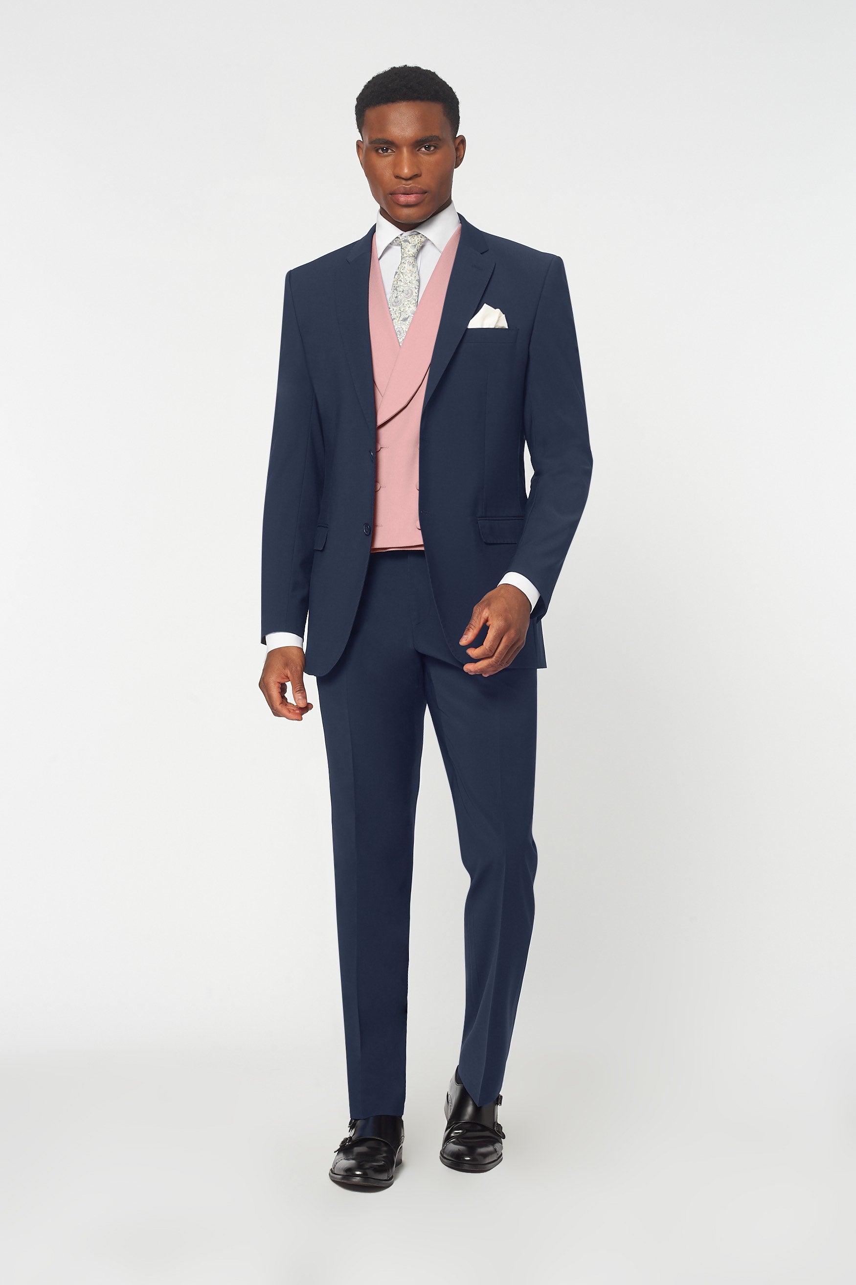 Navy Suit With Black Waistcoat Piece Blue Slim Fit Suit With Grey