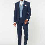 The Simkins - 3 Piece Blue Slim Fit Suit | Pale Blue Double Breasted Waistcoat