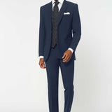 The Simkins - 3 Piece Blue Slim Fit Suit | Navy Pattern Waistcoat