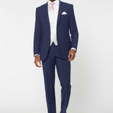 The Simkins - 3 Piece Blue Slim Fit Suit | Silver Dot Waistcoat