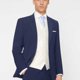 The Simkins - 3 Piece Blue Slim Fit Suit | Ivory Dot Waistcoat