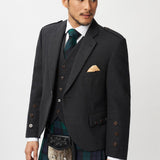 The Keville Charcoal Tweed Jacket & Waistcoat with Black Watch Kilt