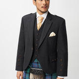 The Keville Charcoal Tweed Jacket & Waistcoat with Flower of Scotland Kilt