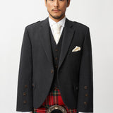 The Keville Charcoal Tweed Jacket & Waistcoat with Royal Stewart Kilt