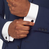 The Simkins - 3 Piece Blue Slim Fit Suit | Pale Pink Double Breasted Waistcoat