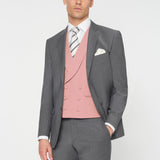 The Simkins - 3 Piece Grey Slim Fit Suit | Pale Pink Double Breasted Waistcoat