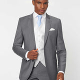 The Simkins - 3 Piece Grey Slim Fit Suit | Silver Dot Waistcoat