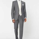 The Simkins - 3 Piece Grey Slim Fit Suit | Ivory Dot Waistcoat