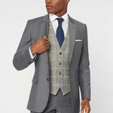 The Simkins - 3 Piece Grey Slim Fit Suit | Grey Tweed Waistcoat