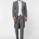 The Keadell - 3 Piece Grey Morning Suit | Silver Dot Waistcoat