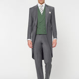 The Keadell - 3 Piece Grey Morning Suit | Deep Green Double Breasted Waistcoat