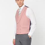 The Simkins - 3 Piece Grey Slim Fit Suit | Pale Pink Double Breasted Waistcoat