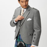 The Keville Light Grey Tweed Jacket & Waistcoat with Flower of Scotland Kilt