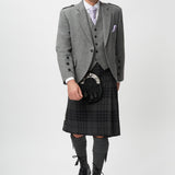 The Keville Light Grey Tweed Jacket & Waistcoat with Grey Spirit Kilt