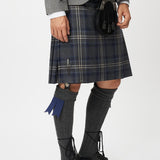 The Keville Light Grey Tweed Jacket & Waistcoat with Highland Storm Kilt