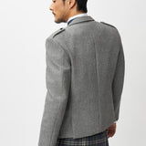 The Keville Light Grey Tweed Jacket & Waistcoat with Highland Storm Kilt